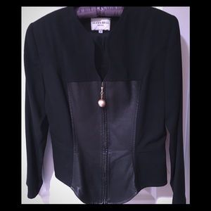 Black leather paneled blazer